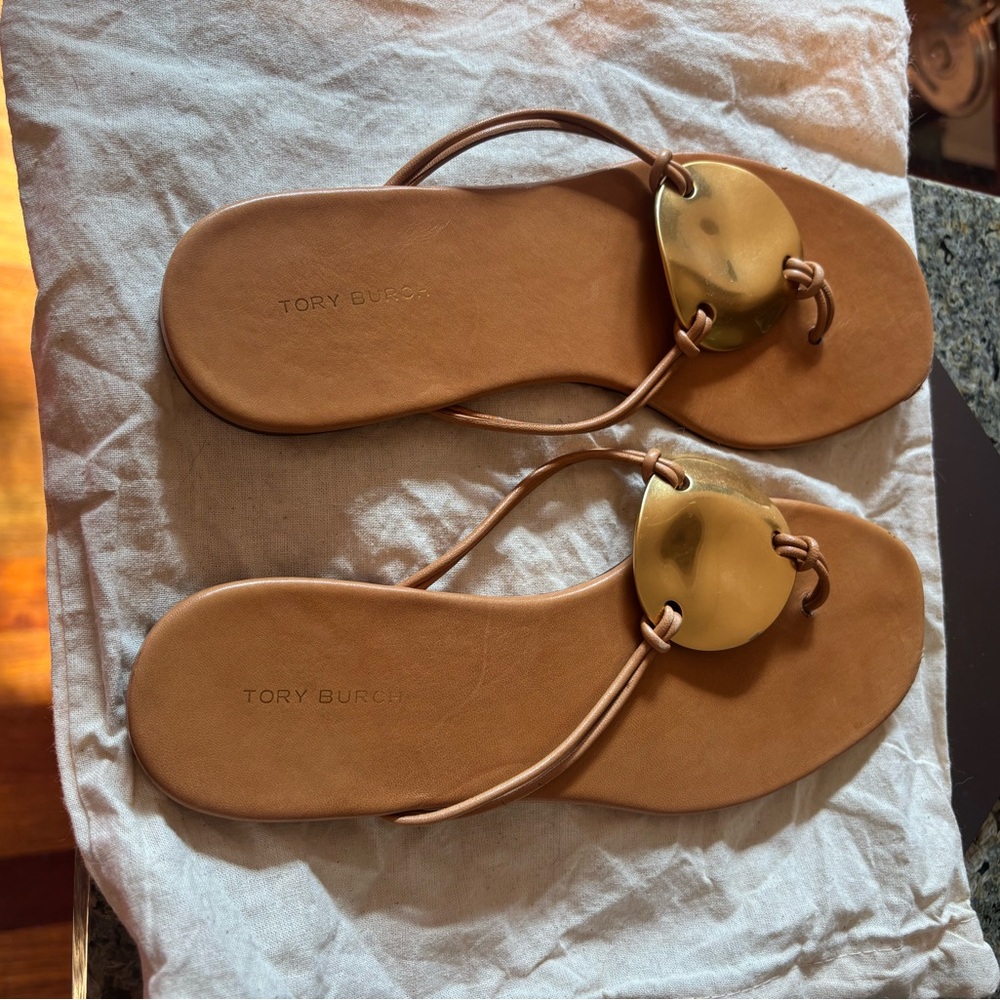 Tory Burch Patos sandals, caramel, size 8 - Picture 2 of 7
